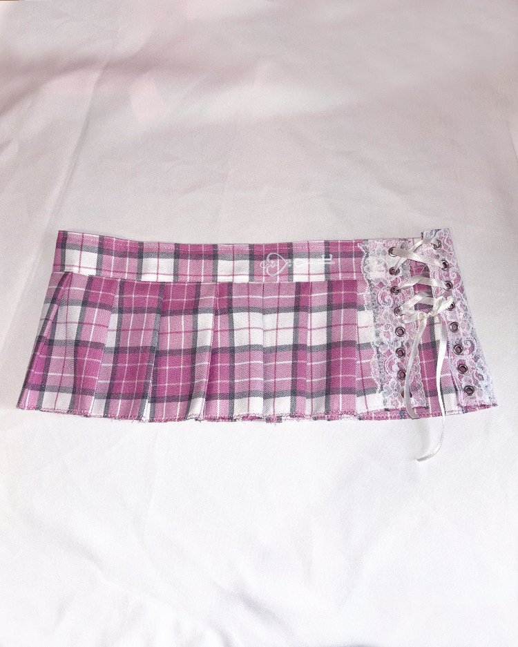 Dolly Up • Mini Pembe Ekose Etek