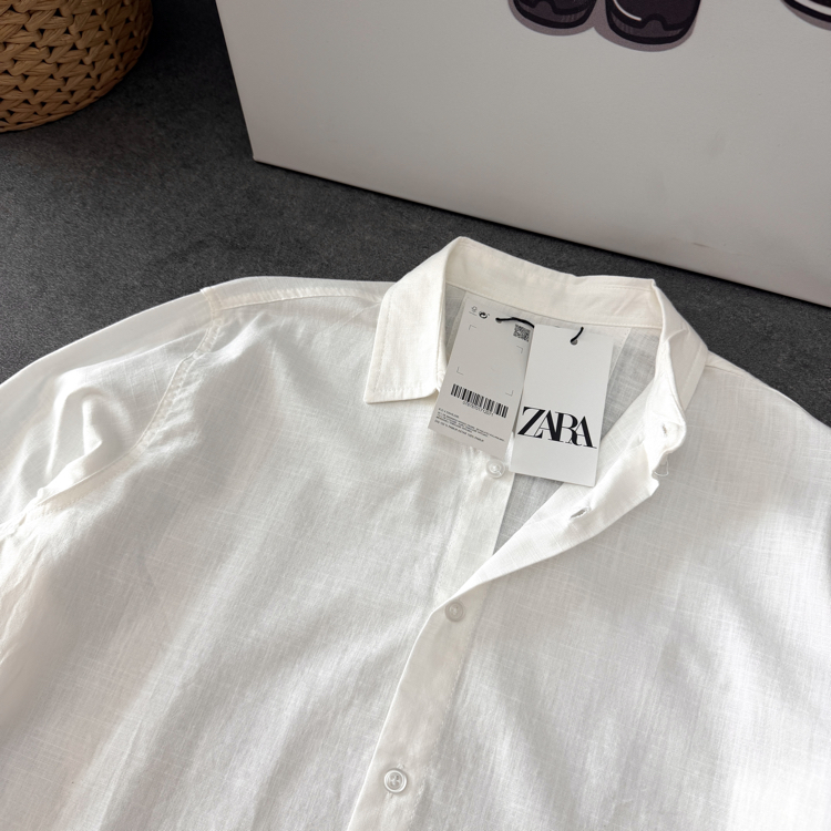 Zara Ham Keten Relax Fit Gömlek | Beyaz