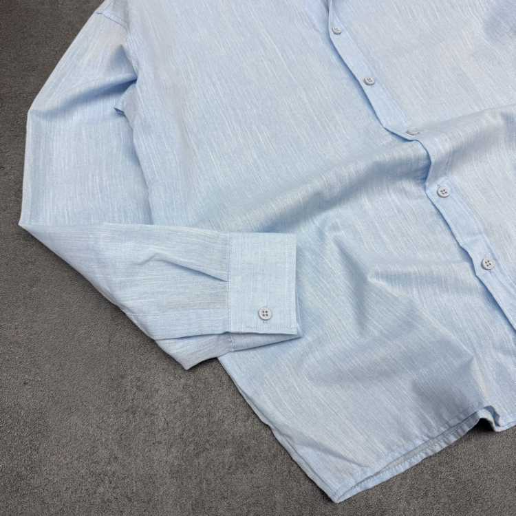 Zara Ham Keten Relax Fit Gömlek | Bebe Mavi  [JSFR]