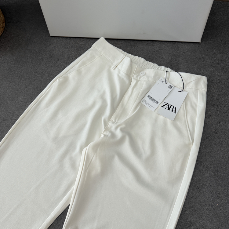 Zara Baggy Fit Pilesiz Kumaş Pantolon | Fildişi 