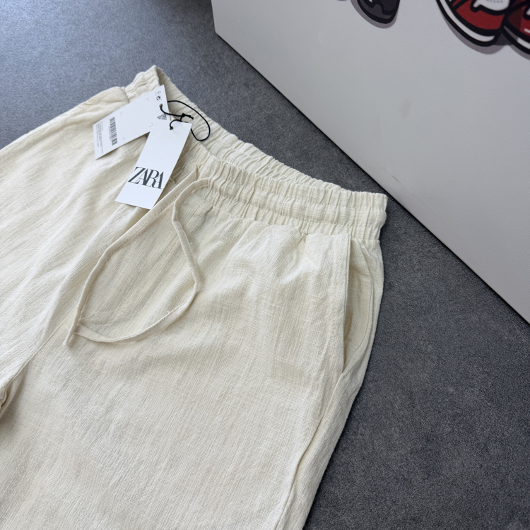 Zara Ham Keten Şort | Krem