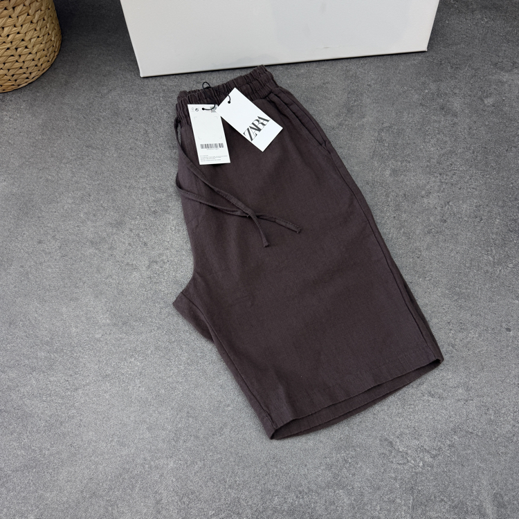 Zara Ham Keten Şort | Acı Kahve
