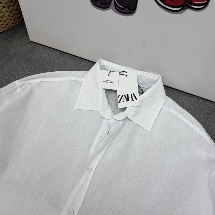 Zara Ham Keten Relax Fit Gömlek | Beyaz [JSFR] 