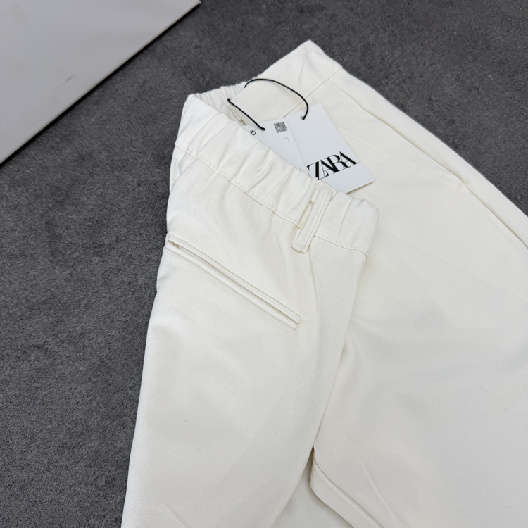 Zara Baggy Fit Pilesiz Kumaş Pantolon | Fildişi 
