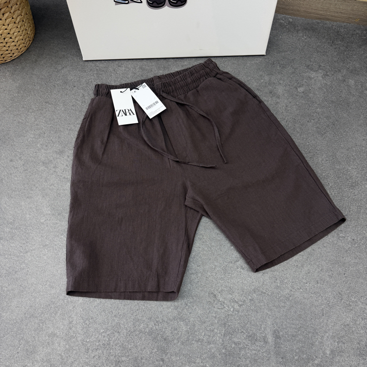 Zara Ham Keten Şort | Acı Kahve