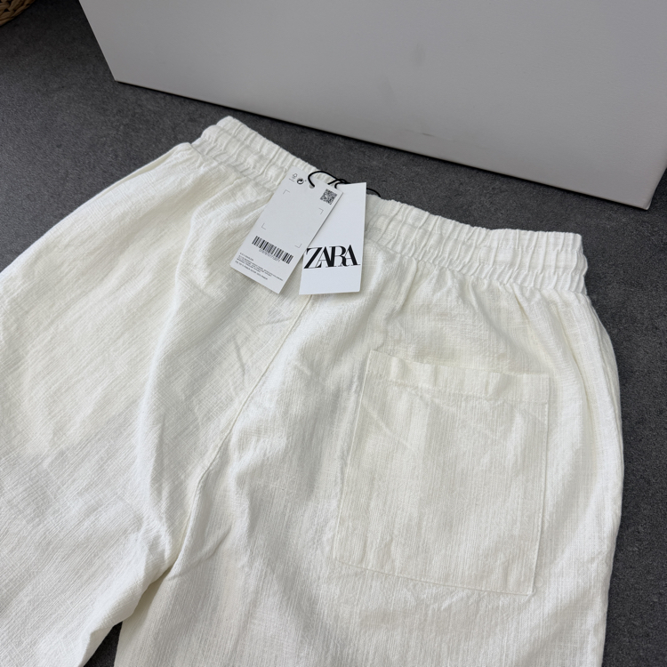 Zara Ham Keten Şort | Beyaz