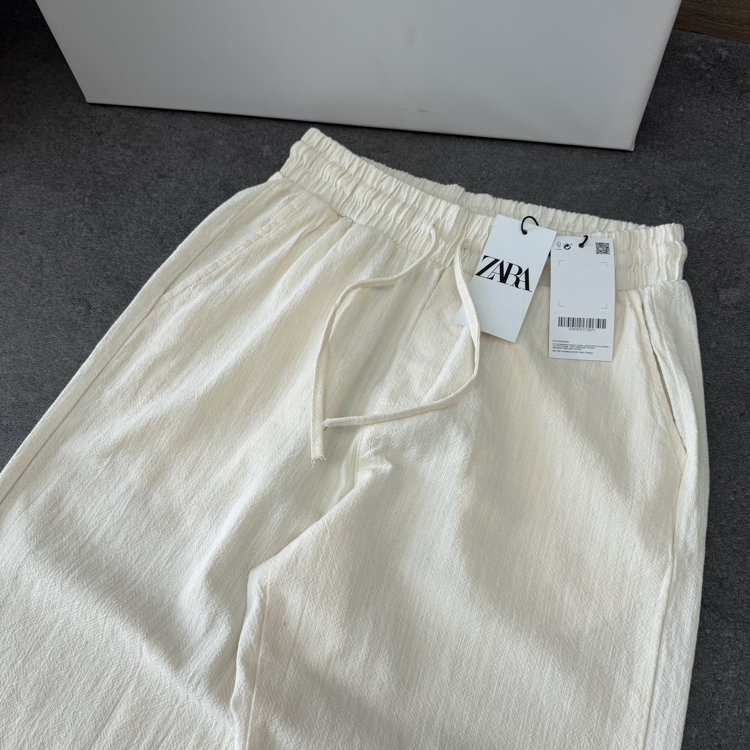 Zara Ham Keten Pantolon | Krem