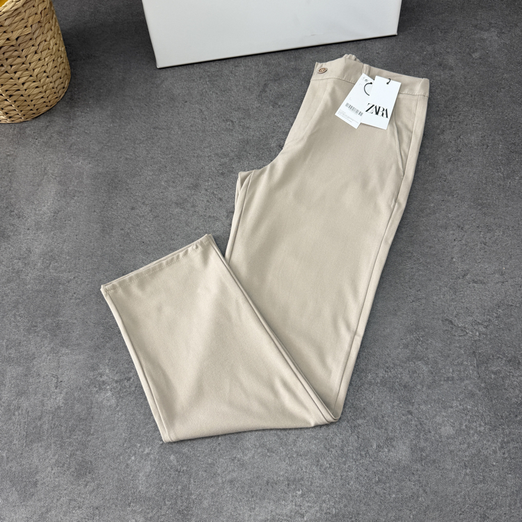 Zara Baggy Fit Pilesiz Kumaş Pantolon | Bej