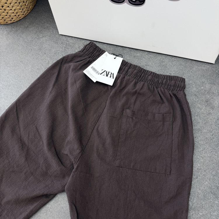 Zara Ham Keten Şort | Acı Kahve