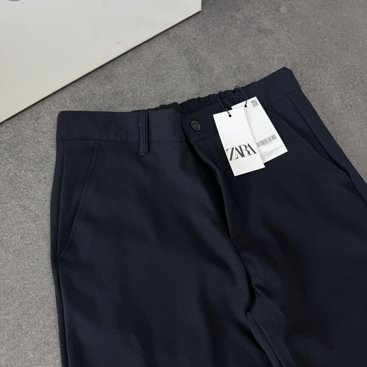 Zara Baggy Fit Pilesiz Kumaş Pantolon | Lacivert 