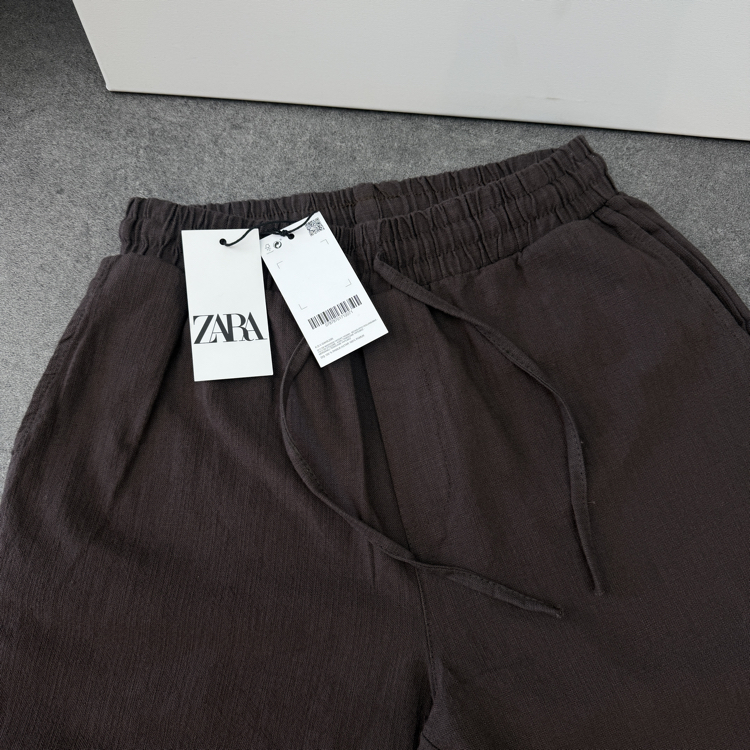 Zara Ham Keten Şort | Acı Kahve