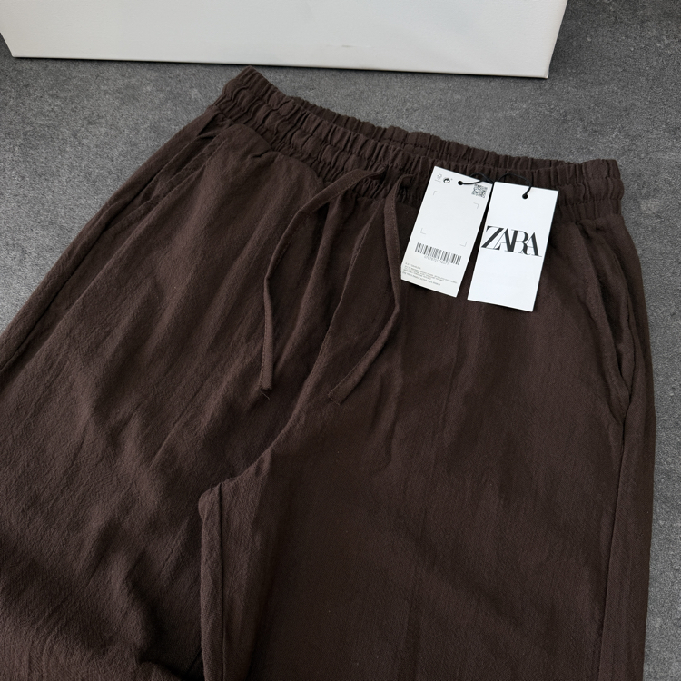 Zara Ham Keten Pantolon | Acı Kahve