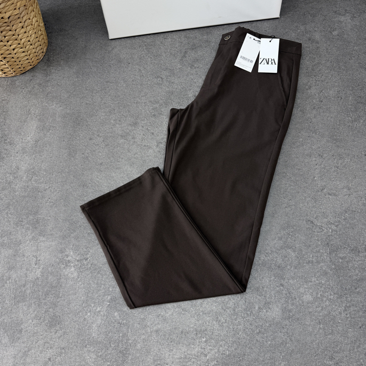Zara Baggy Fit Pilesiz Kumaş Pantolon | Kahverengi 