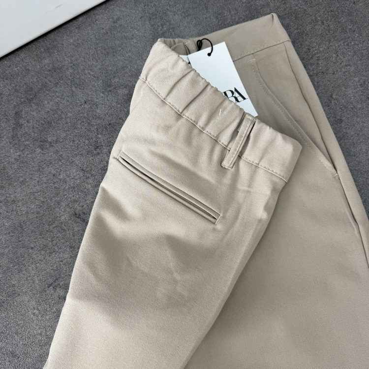 Zara Baggy Fit Pilesiz Kumaş Pantolon | Bej