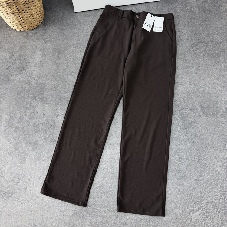 Zara Baggy Fit Pilesiz Kumaş Pantolon | Kahverengi 