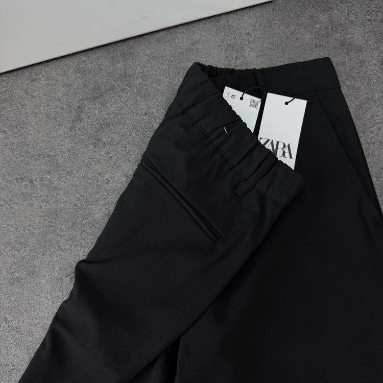 Zara Baggy Fit Pilesiz Kumaş Pantolon | Siyah
