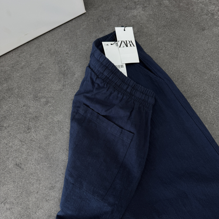 Zara Ham Keten Pantolon | Lacivert