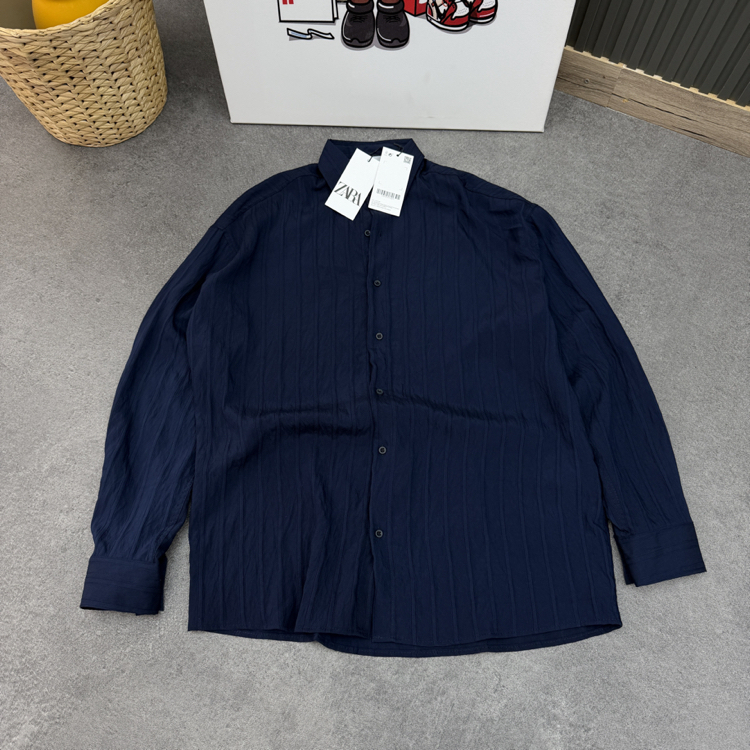 Zara Baggy Pantolon | Oversize Gömlek Kombin (Lacivert/Fildişi)