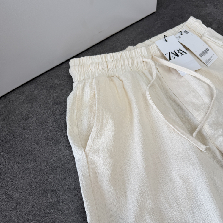 Zara Ham Keten Pantolon | Krem