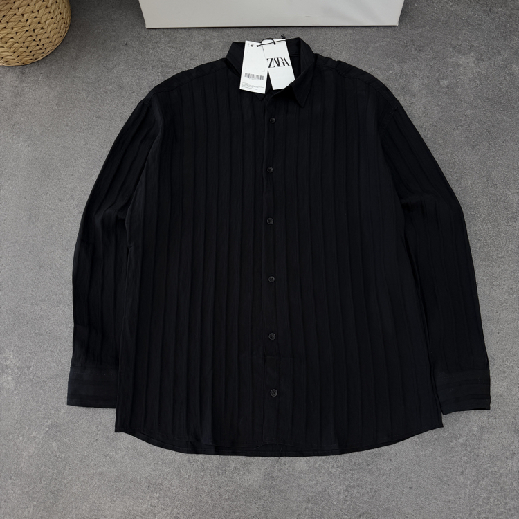Zara Baggy Pantolon | Oversize Gömlek Kombin (Siyah/Fildişi)