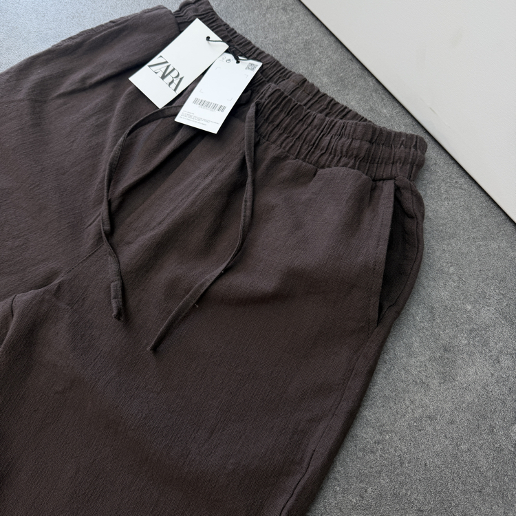 Zara Ham Keten Şort | Acı Kahve