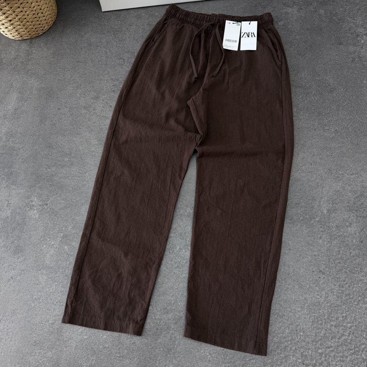 Zara Ham Keten Pantolon | Acı Kahve