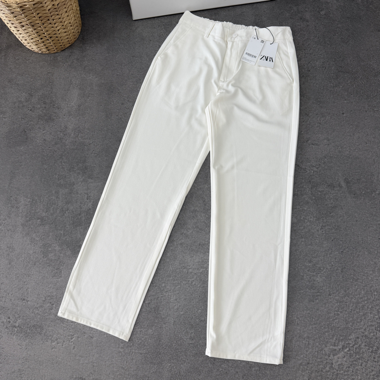 Zara Baggy Fit Pilesiz Kumaş Pantolon | Fildişi 