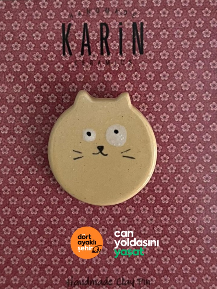 El yapımı seramik kedi broş-7