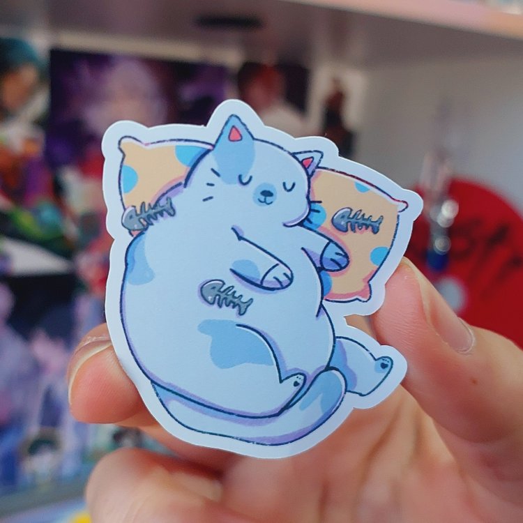 Yatan Şişko Kedi Sticker 