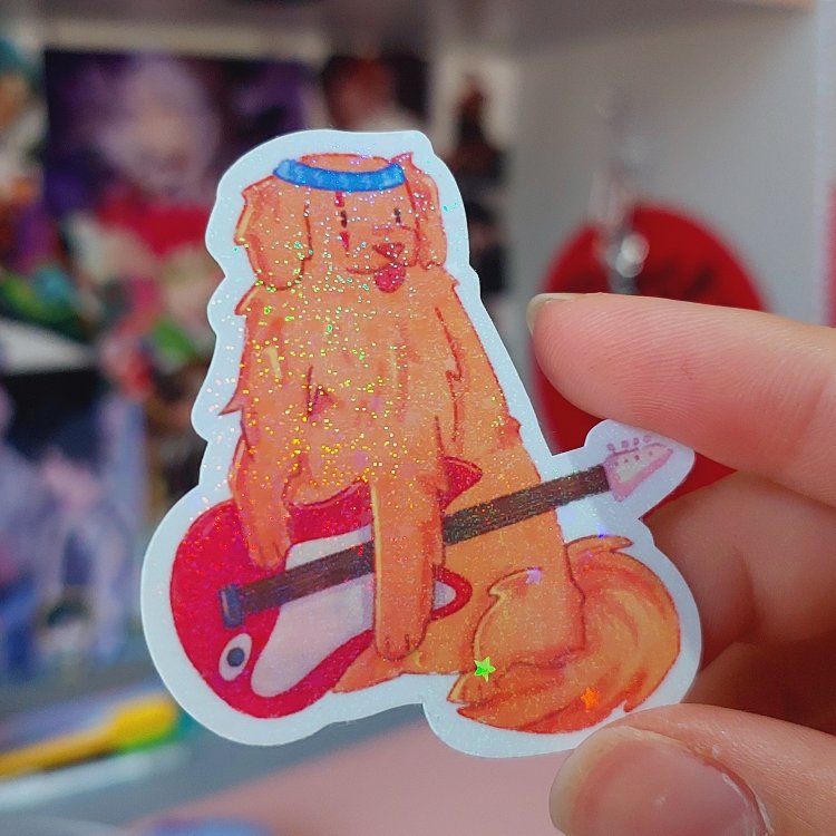 Musician Dog Holo Sticker
