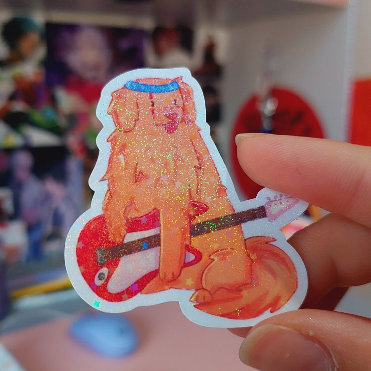 Musician Dog Holo Sticker