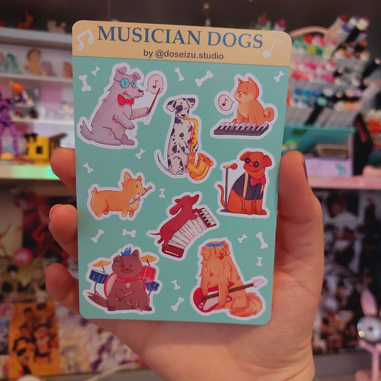 Musician Dogs Sticker Seti