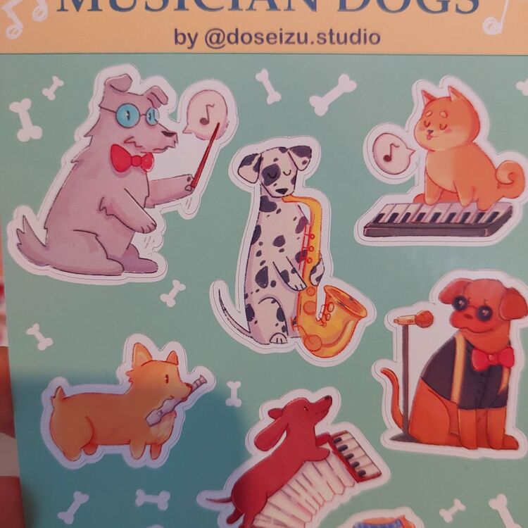 Musician Dogs Sticker Seti