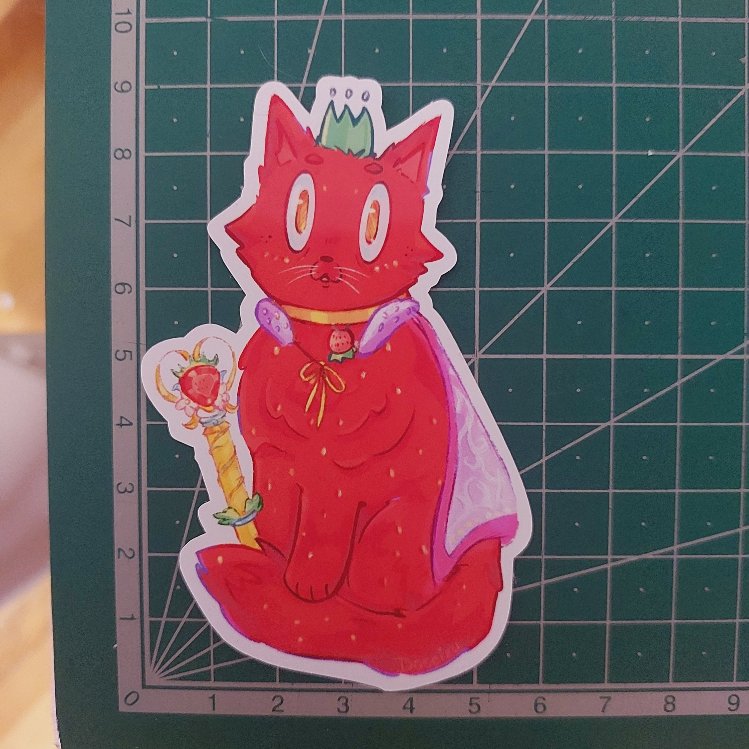Çilek Kral Kedi Sticker