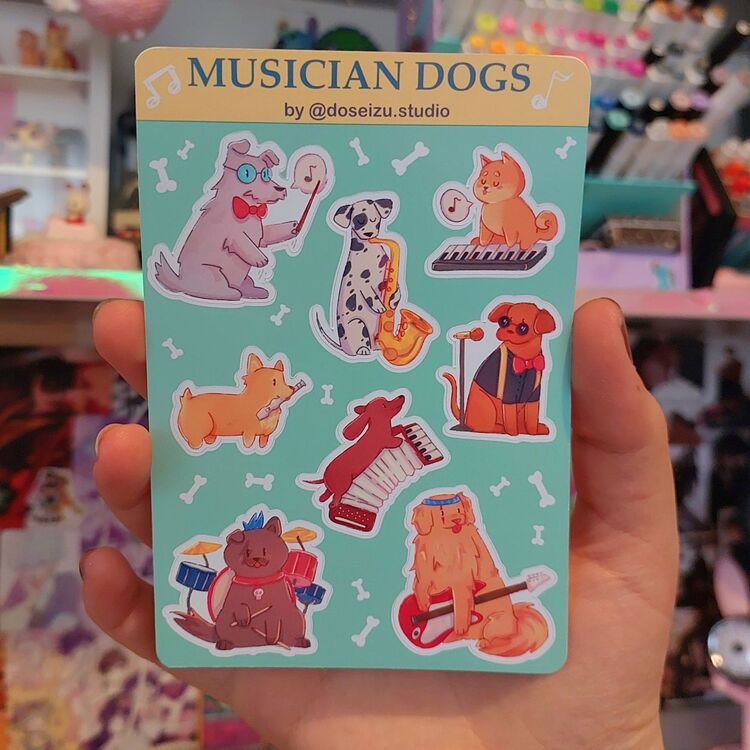Musician Dogs Sticker Seti