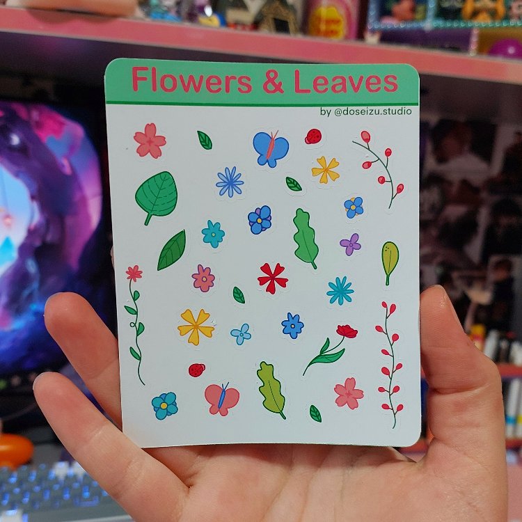 Flowers & Leaves Mini Sticker Seti