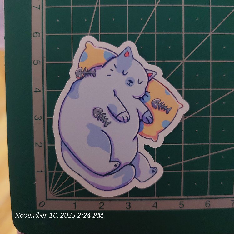 Yatan Şişko Kedi Sticker 