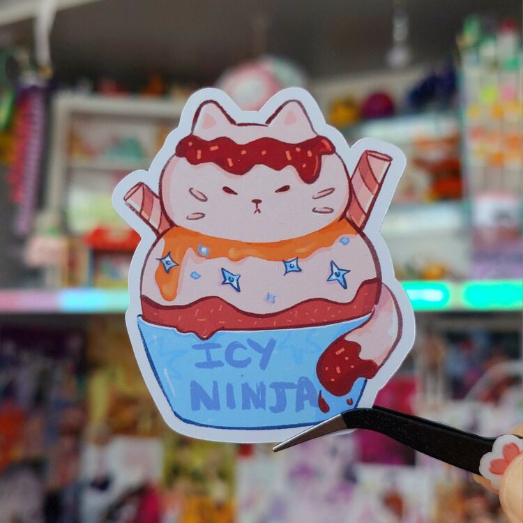 Dondurma Ninja Kedi Sticker