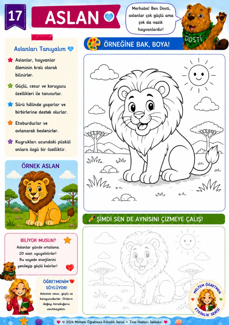 Dosti Boyama Kitabı | 20 Etkinlik Sayfası | Dijital PDF