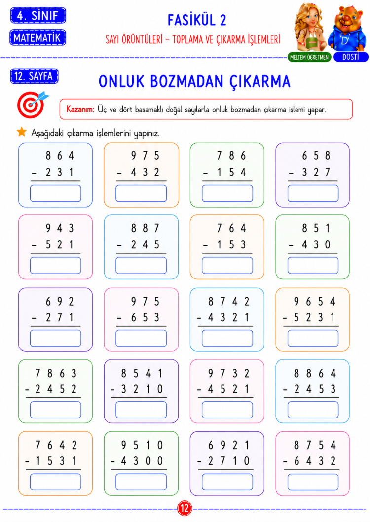 4. Sınıf Matematik Fasikül 2 | Örüntüler – Toplama ve Çıkarma İşlemleri
