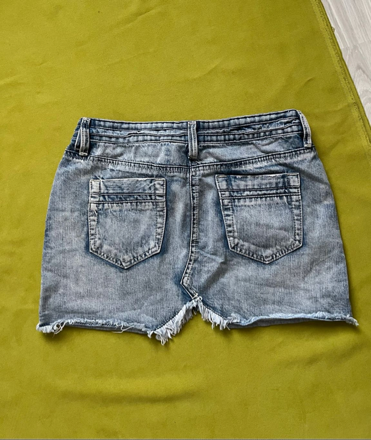 MNG Jeans Asimetrik Mini Kot Etek 