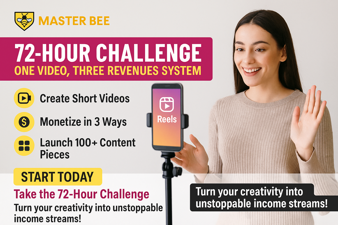 Master Bee 1.1 English Version 72-Hour Challenge: Build 3 Income Streams with One Video System