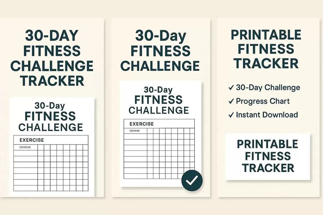 30-Day Fitness Challenge Tracker PDF – Workout Planner for Health Goals, Printable Exercise Log