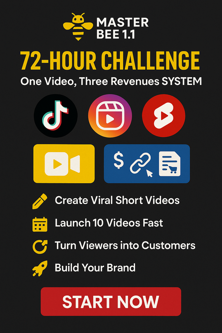 Master Bee 1.1 English Version 72-Hour Challenge: Build 3 Income Streams with One Video System