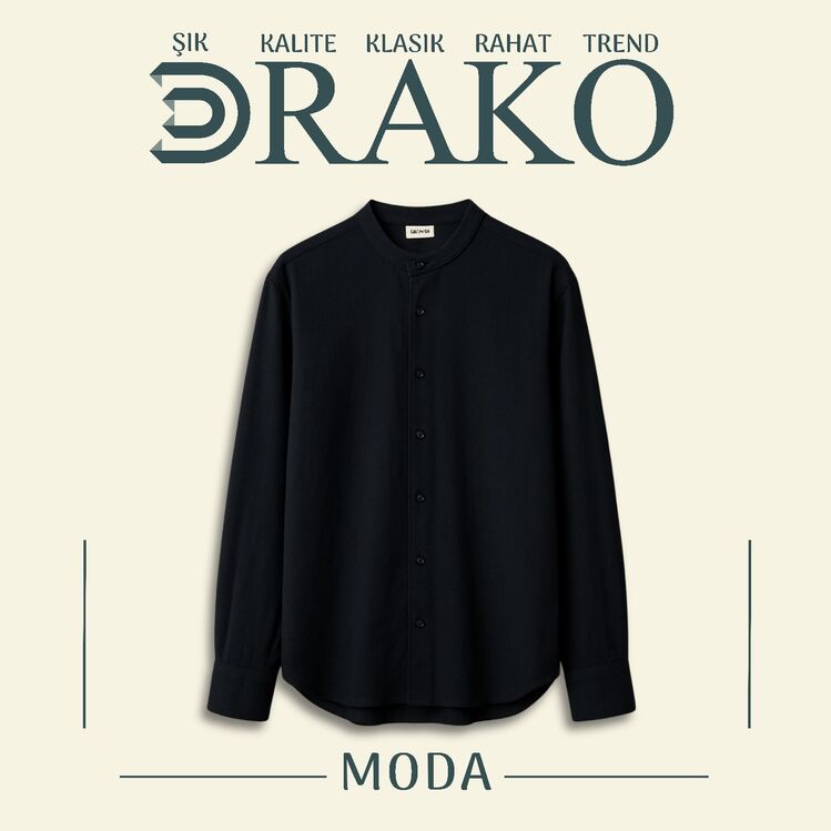 DRAKO Siyah Hakim Yaka Gömlek