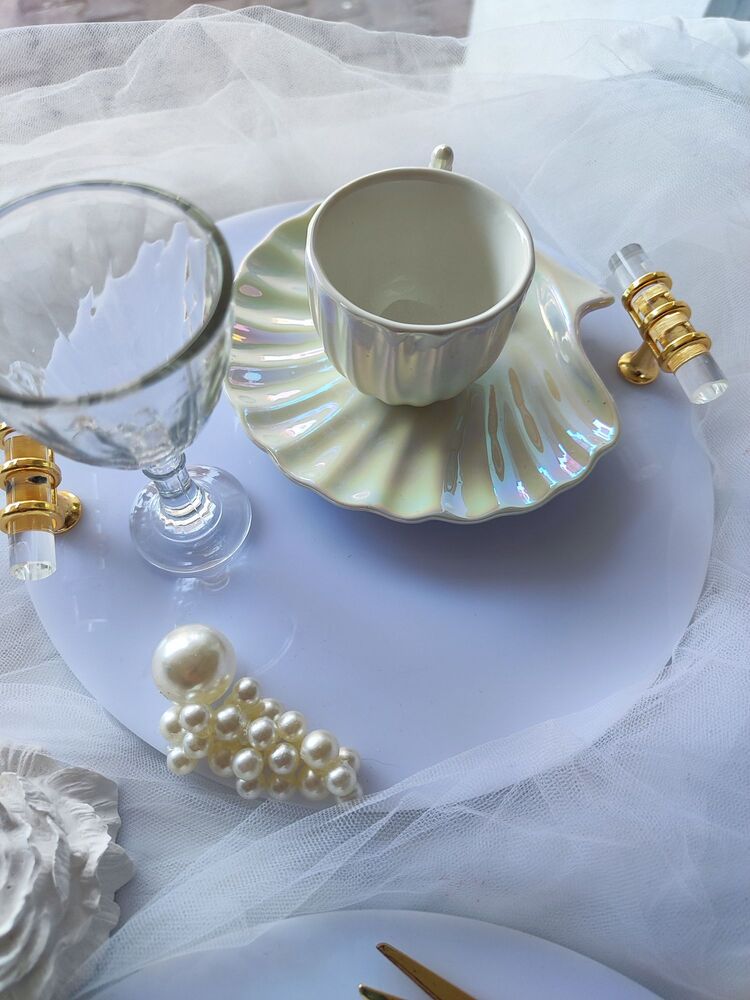 İncili hologram istiridyeli şık set