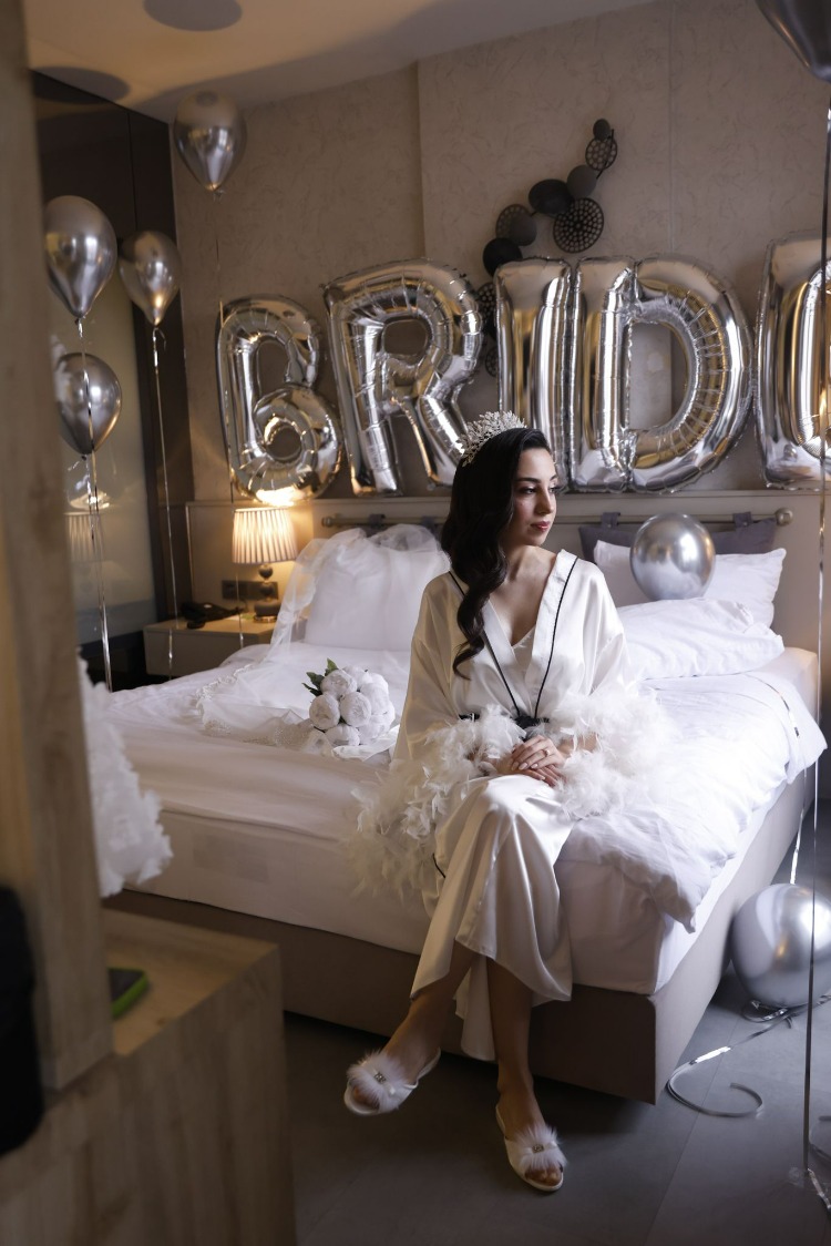 Kimono Kol Biyeli Kaz Tüylü Sabahlık | 120 cm