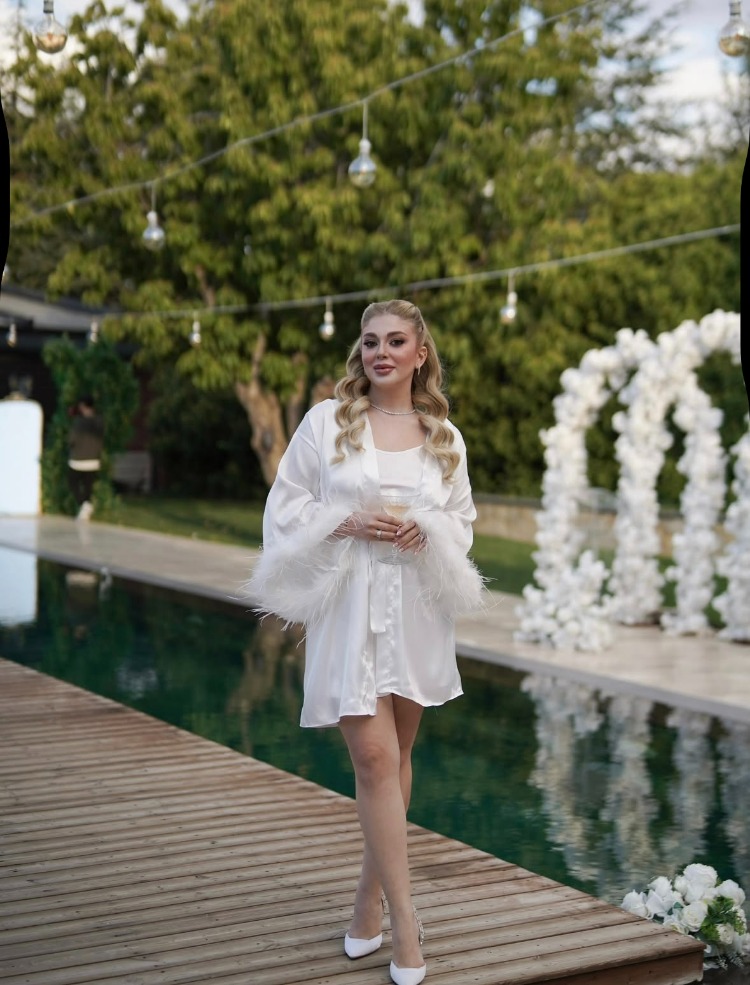 Kimono Kol Malibu Tüylü Sabahlık | 90 cm
