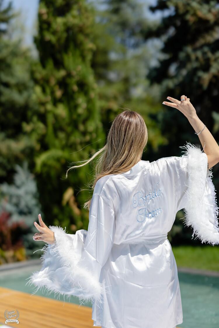  Kimono Kol Malibu Tüylü Sabahlık  | 120 cm