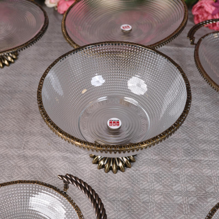 Ottoman 24 cm Lüx ayaklı telli eskitme meyvelik